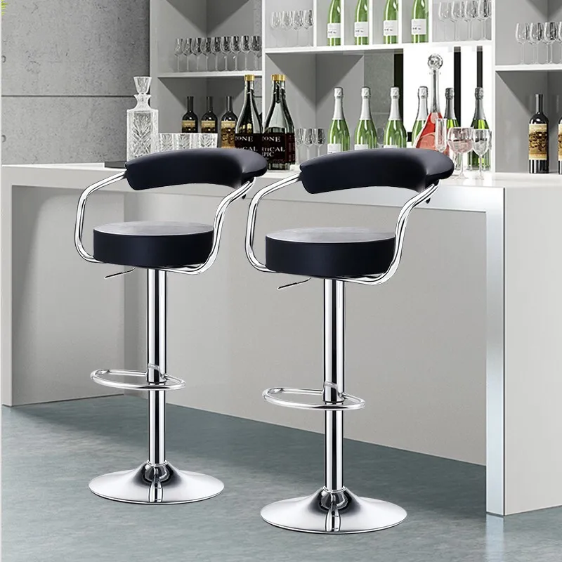 Metal Nordic Kitchen Sillas Para Barra Modern Leather Pu Contoured Back Bar Stool Cafe High Bar Chairs For Bar Table