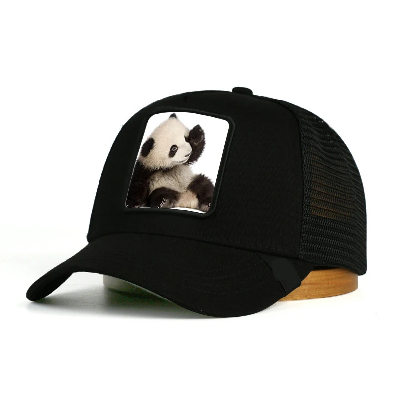 Wholesale Printed Star Polyester Frame 5 Panel Ventilated Baseball Cap Black Mesh Trucker Hat Baseball Caps