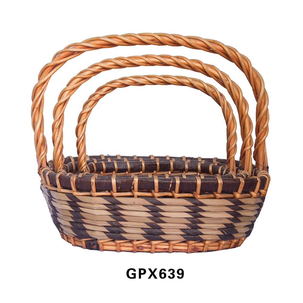 Water Hyacinth Basket Laundry Storage Basket Made in China Round Wicker Baskets With Handle Wicker Woven Natural
