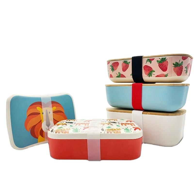 Bamboo Fiber Melamine Eco-friendly Take Away Food Containers Food Meal Prep Storage Container with Lid