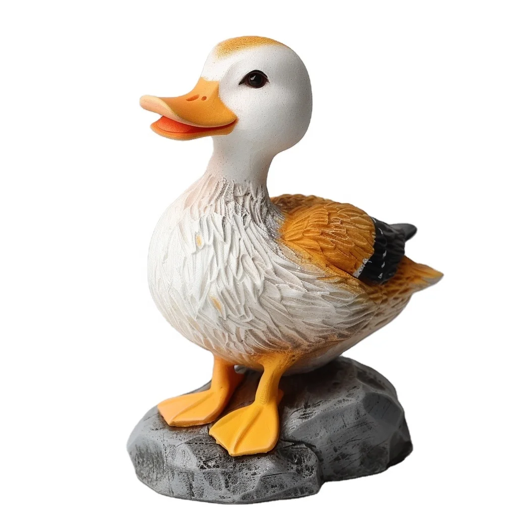 Симпатичная фигурка утки из смолы желтые крылья ручная роспись для домашних животных маленькие животные подарок на Рождество