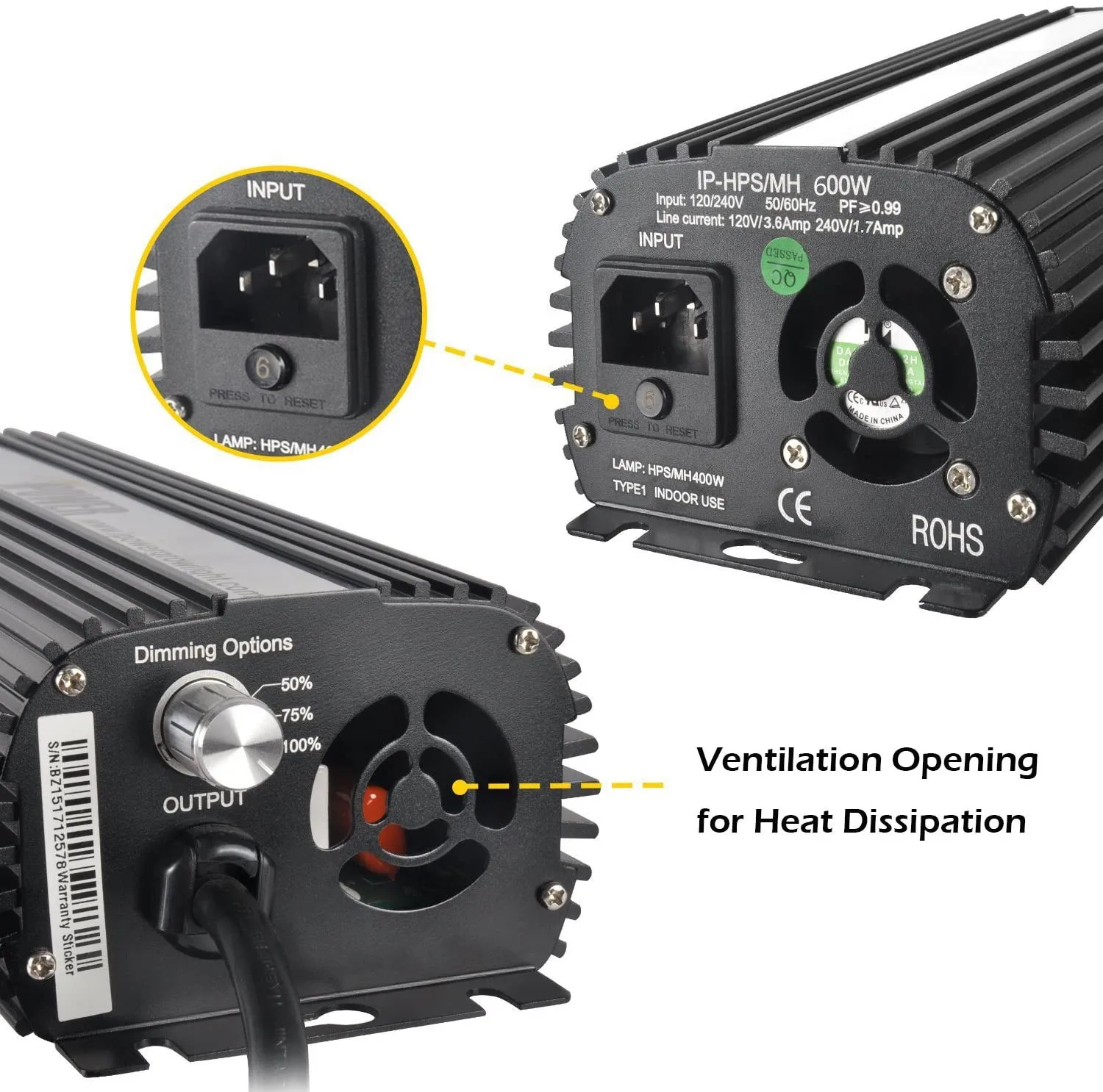Электрический светильник 400 Вт Steri, фара для лодки, Hps, дробилка, промышленный светильник с цифровым электронным балластным рифлектором