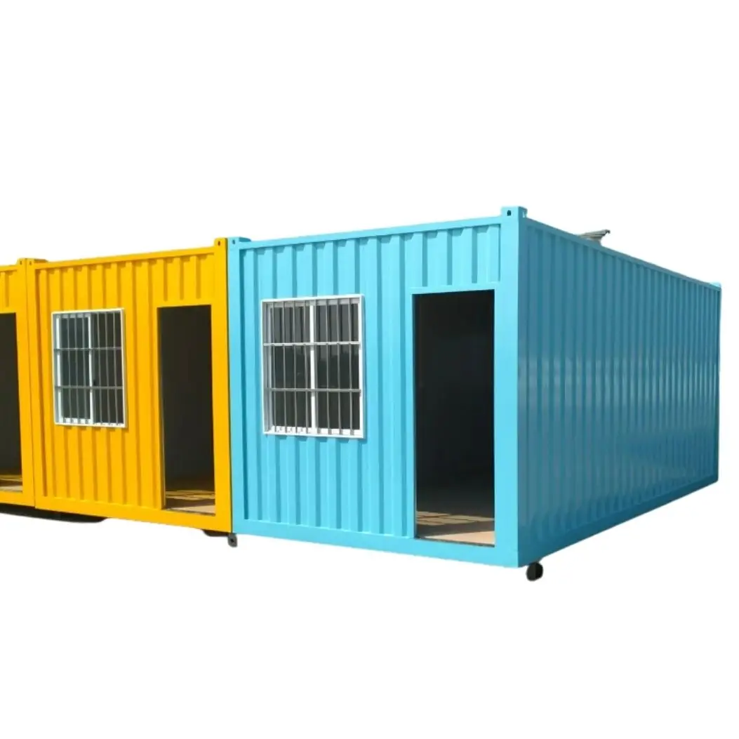 Yellow Pink Living Office Steel Structure 5 Bedroom Shipping Container House