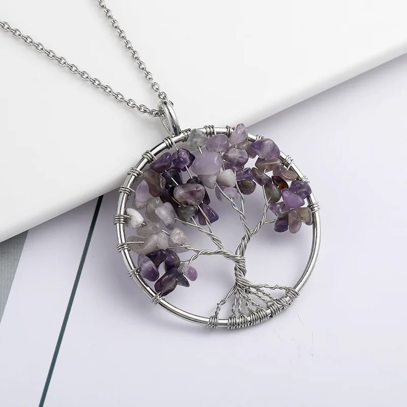 High quality natural stone pendant tree of life pendant necklace tree of life pendant necklace