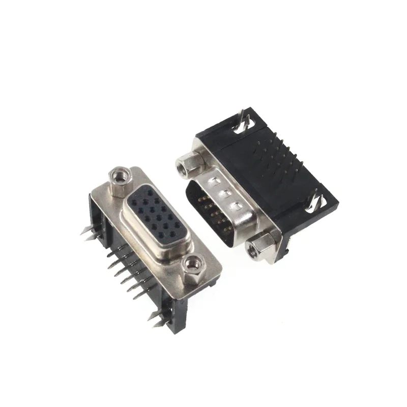3 ряда параллельный порт DR15 Pin D Sub Female 15 Way PCB 90 градусов Разъем DB15 разъем адаптер VGA