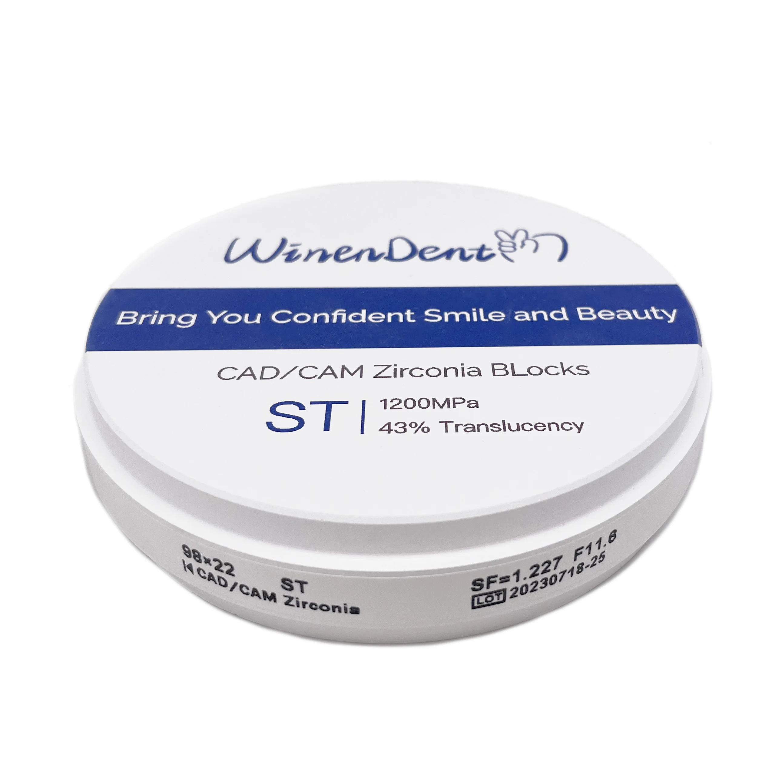 Factory price Dental Super translucent ST 98mm 22mm white block ceramic disc for Cad Cad system