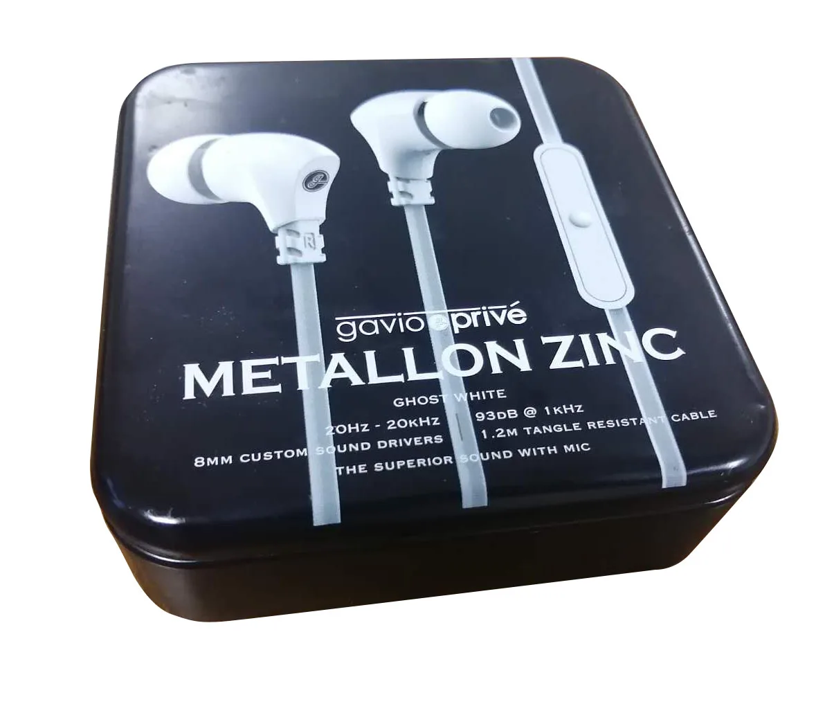Promotion square matte black electronic package earphone packing tin boxes