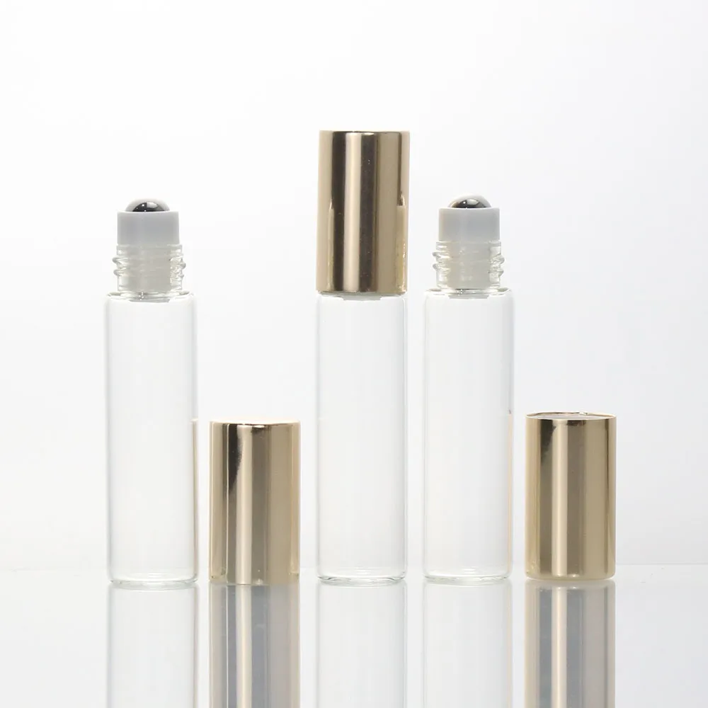 1ml 2ml 3ml 5ml 10ml  roll on glass clear green blue amber essential oil metal roller bottle with roller