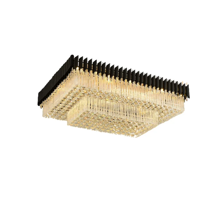 Modern Crystal Ceiling Lamp Square Rectangle Design for home decor living dining room kitchen bedroom LED Ceiling Lights