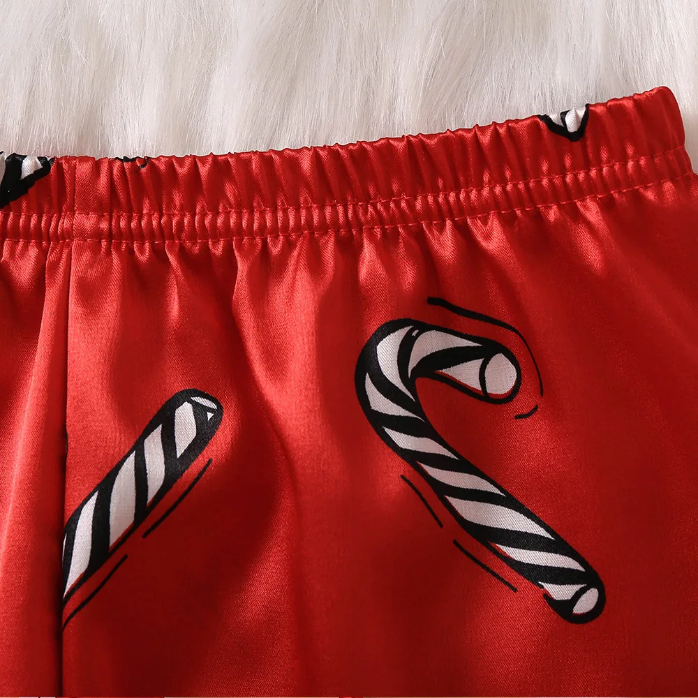 Custom Christmas Matching Parent-child Home Clothes Plaid Stitching Printing Kids Family Satin Silk Christmas Pajamas Suit