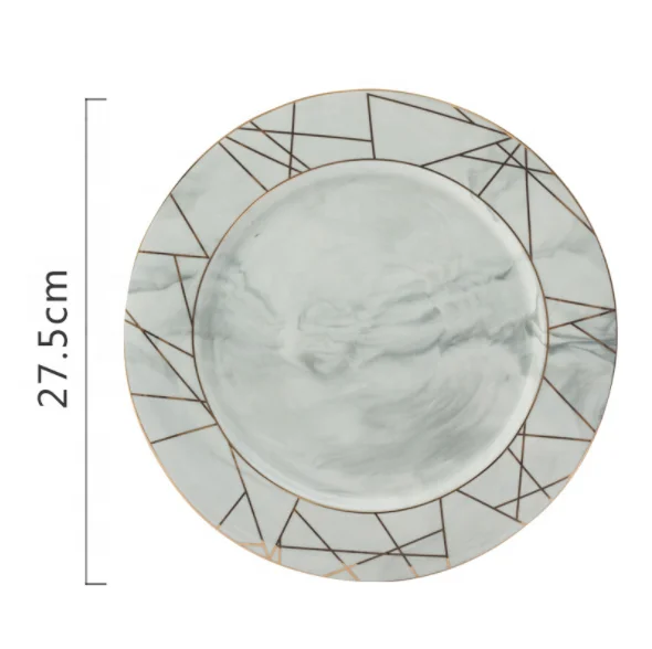 
Nordic style painting gold marble pattern western food salad household steak dessert table setting ceramic plate 