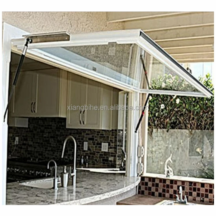 XBH Black Steel Flip Out Window - Transforms Your Kitchen W/one Flip Minimalist Powder Coating Folding Hanging Aluminum Alloy