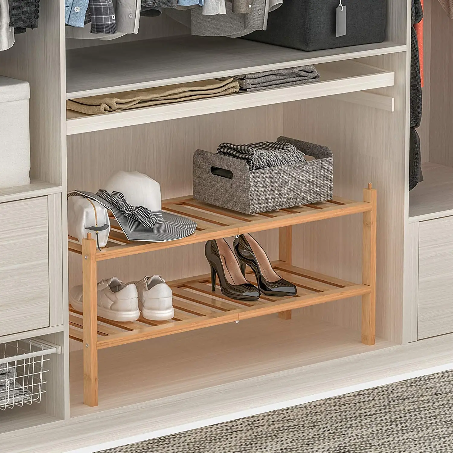 2-Tier Shoe Rack Stackable Shelf Storage
