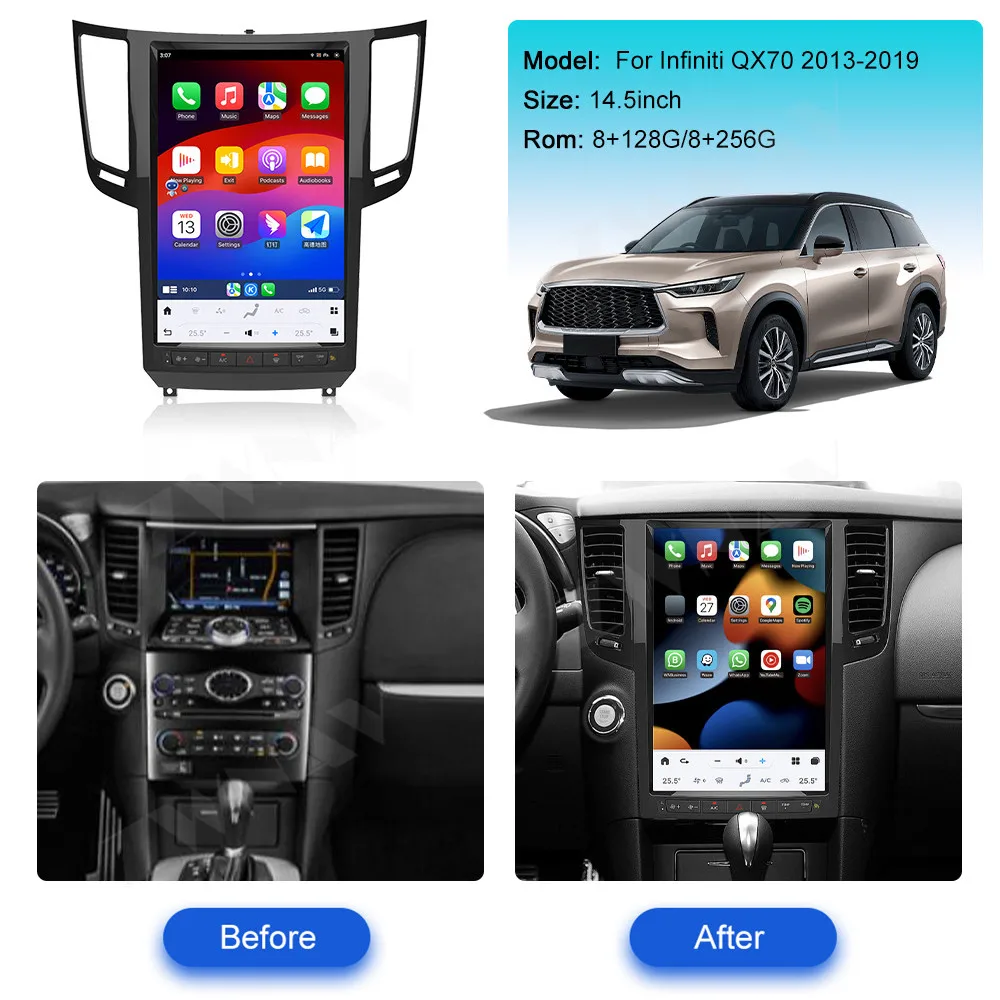 ZWNAV 14.5 Inch Carplay For Infiniti QX70 2013-2019 Car Radio GPS Navigation Multimedia Video Player Display Screen Car Stereo