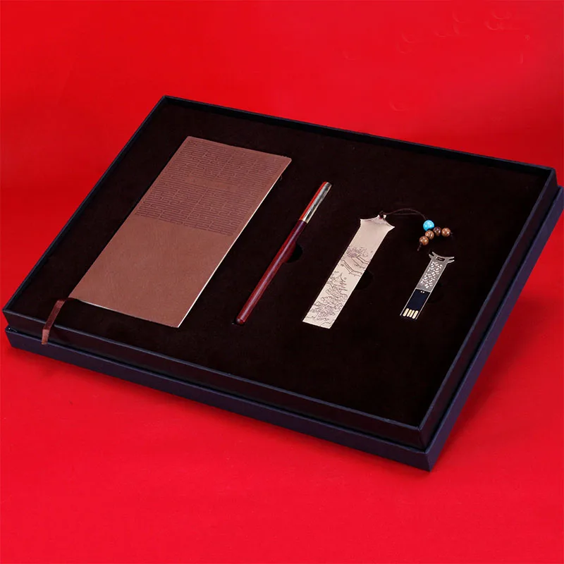 Business Characteristic Redwood Handheld Gift Set of Four, Notepad, Signature Pen, USB Disk, Bookmarks new product ideas 2024