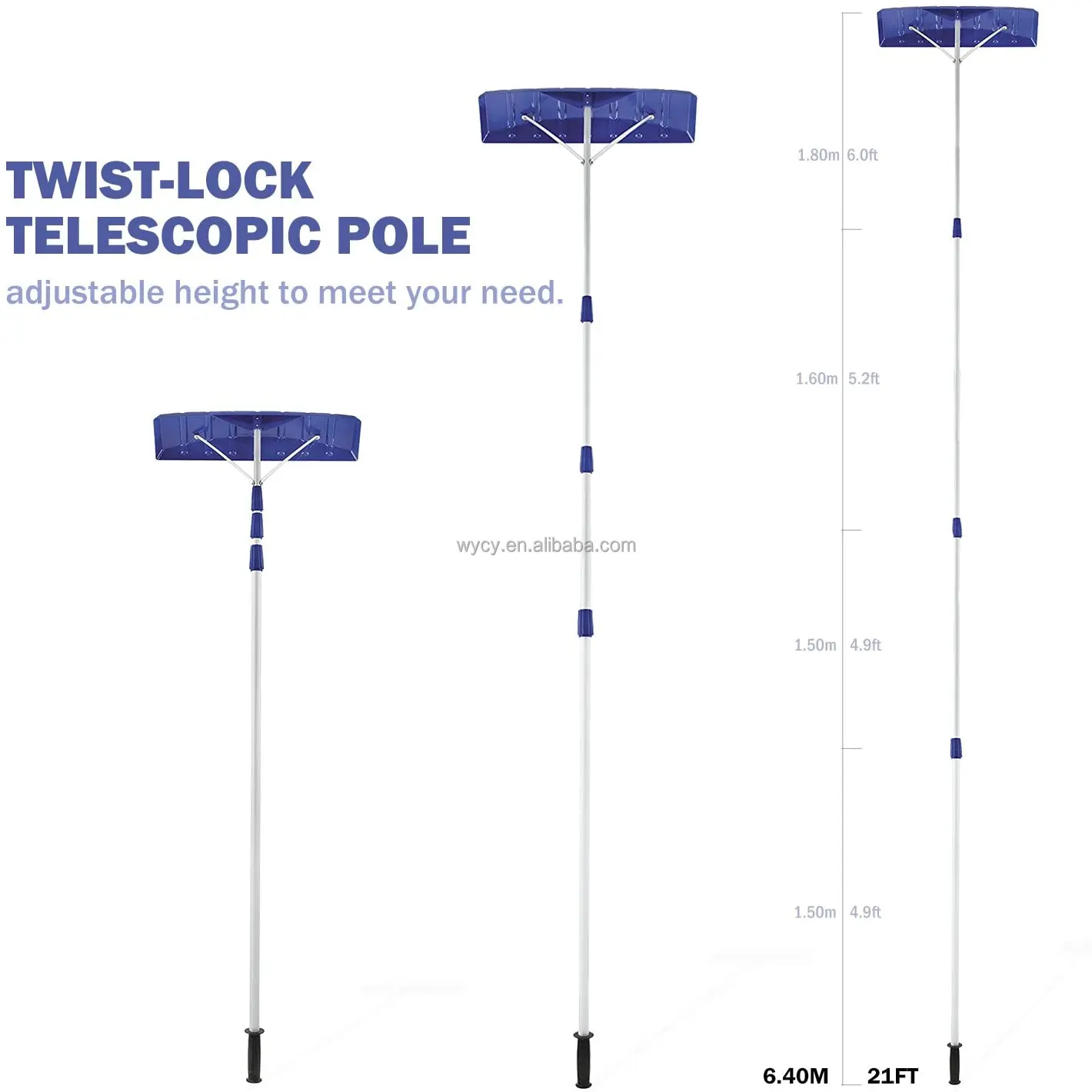 Aluminum Roof Rake Extension Snow Roof Rakes