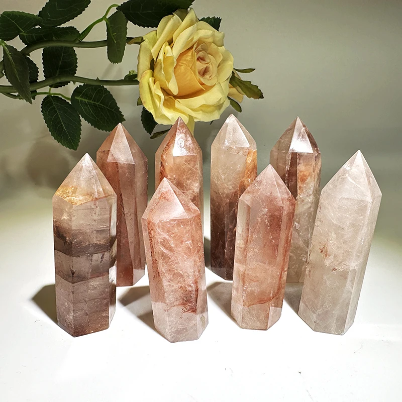 Wholesale Natural crystal high quality red fire quartz tower polished red fire quartz point wand for healing stone