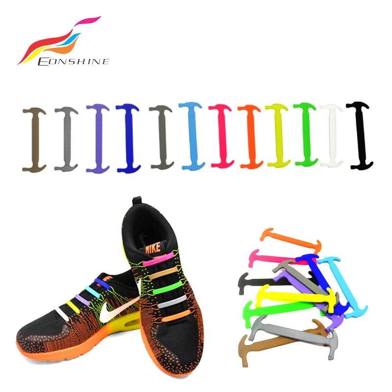 8+8 Elastische Unisex Waterproof Stretchy Silicone Tieless Running Shoe Laces with Packaging