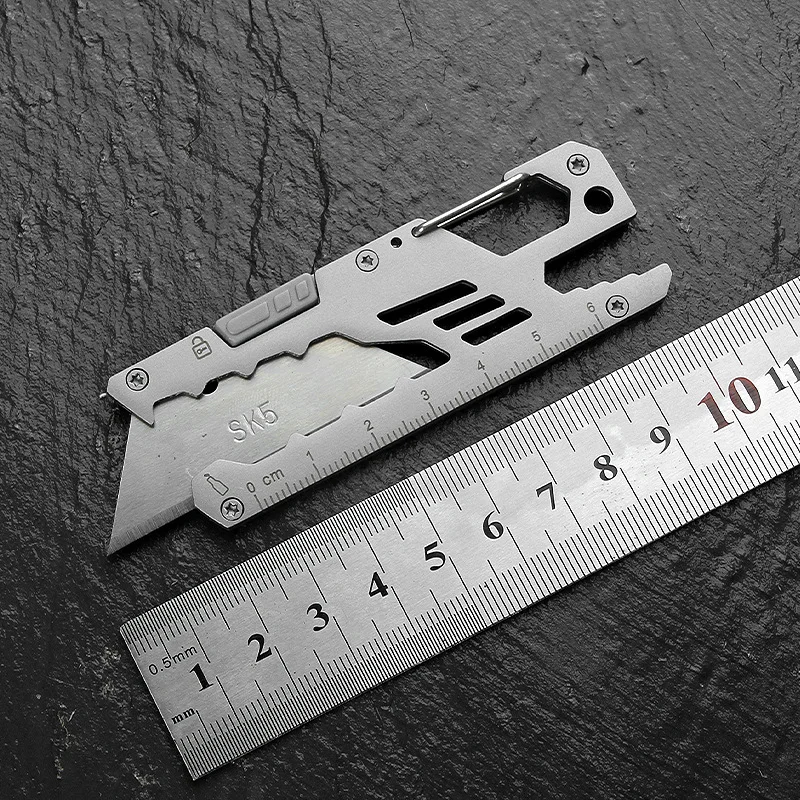 Quick-Change Stainless Steel Pocket Utility Knife Blade Retractable Portable Titanium EDC