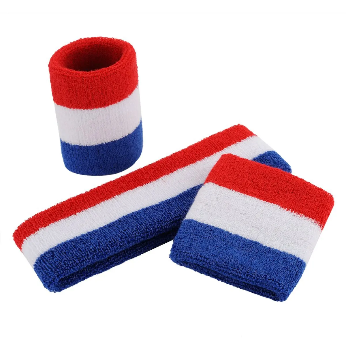 Sweatband Headband Custom embroidery pattern cotton sport terry cloth rainbow wrist band sweatband wristband