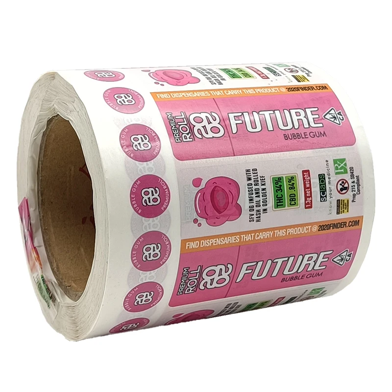 Waterproof Adhesive Cut Logo Private Vinyl Food Sticker Label For Bubble Chewing Gum