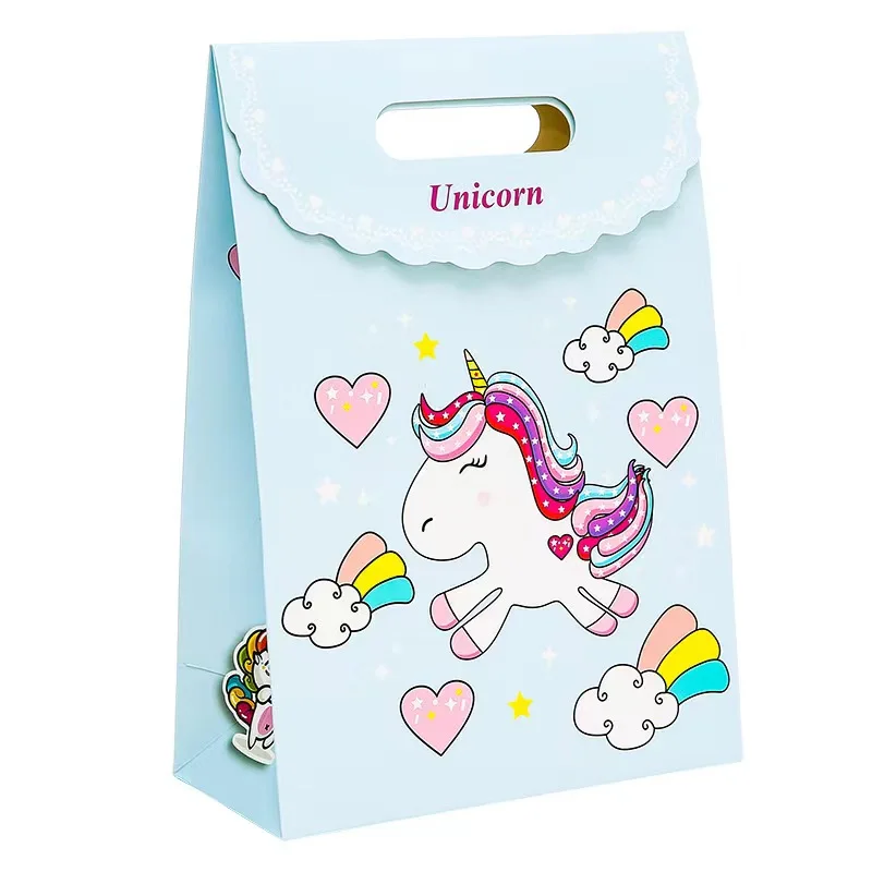 Animal Theme unicorn Kids Birthday Party Supplies Custom Unicorn Design Sweet Gift Candy Paper bags