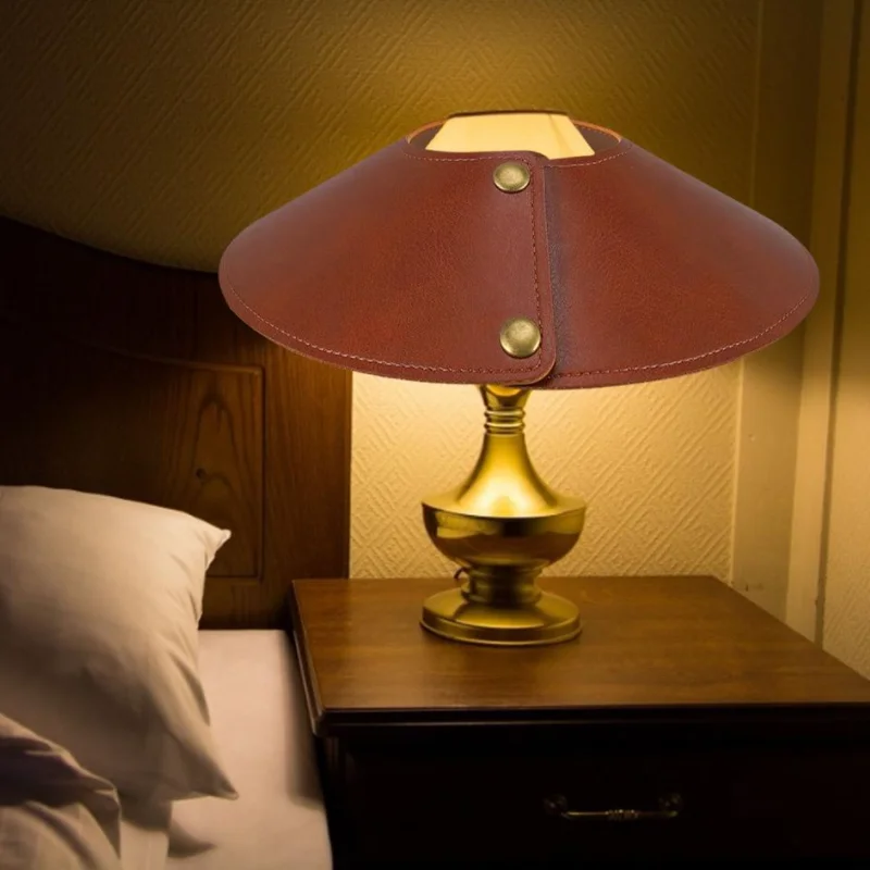 PU Leather Table Lamp Shade Simple Classic Lampshade Cover Custom Logo Lamp Shade Rings