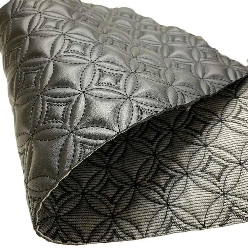 Factory customized stitching sponge PVC faux leather fabric rolls for car mat floor cover 8mm foam 160cm