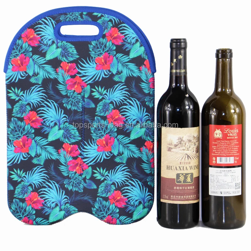 Great Gift 2 Bottle Carrying Bag Cooler Thick Neoprene Wine Bottle Holder with Secure Carry Handle