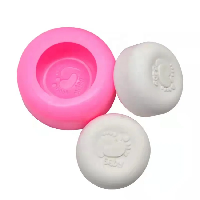 Handmade Baby Footprint Aromatherapy Gypsum Soap Mold Easy Release Clay Silicone Mold Bar Bubble Number Shape Home Use