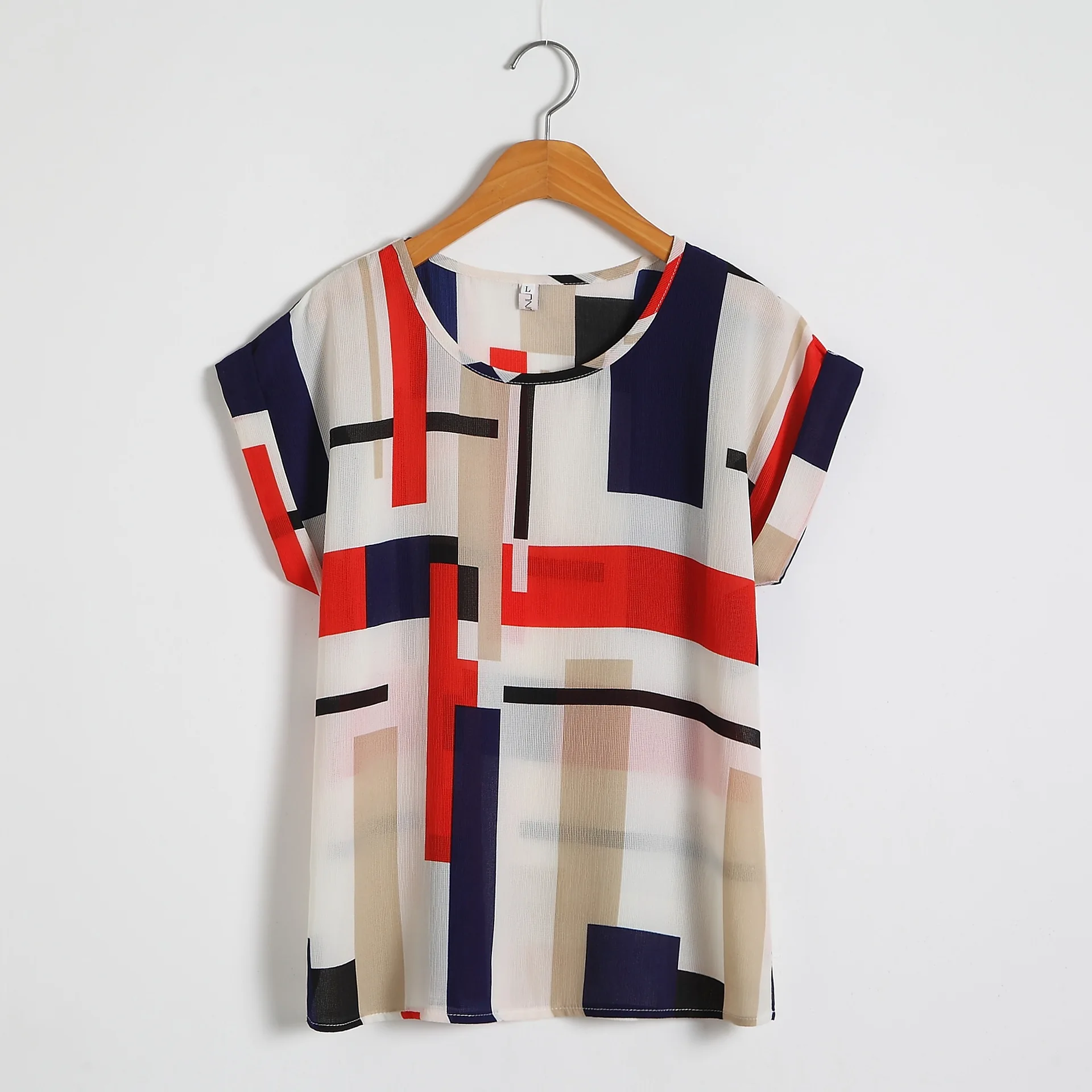 Блузка женская шифоновая в полоску рубашка с коротким рукавом топ большие размеры на лето