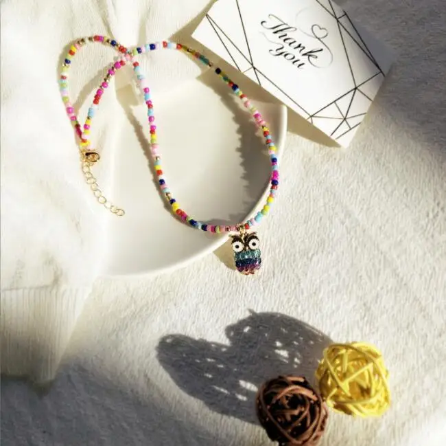 Boho Jewelry Crystal  MIYUKI seed beads Necklace versatile smile flower candy DIY pearl chain