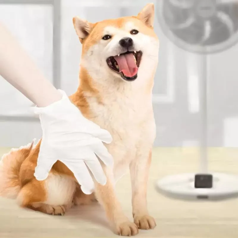 7pcs/box Hot Sale wash-free non woven household clean non irritating five finger dog cat wet wipes pet gloves