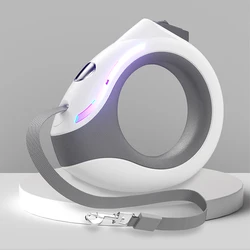 Manufacturer Wholesale New style retractable dog leash stkretch and sh flashlight USB rechargeable pet tractor