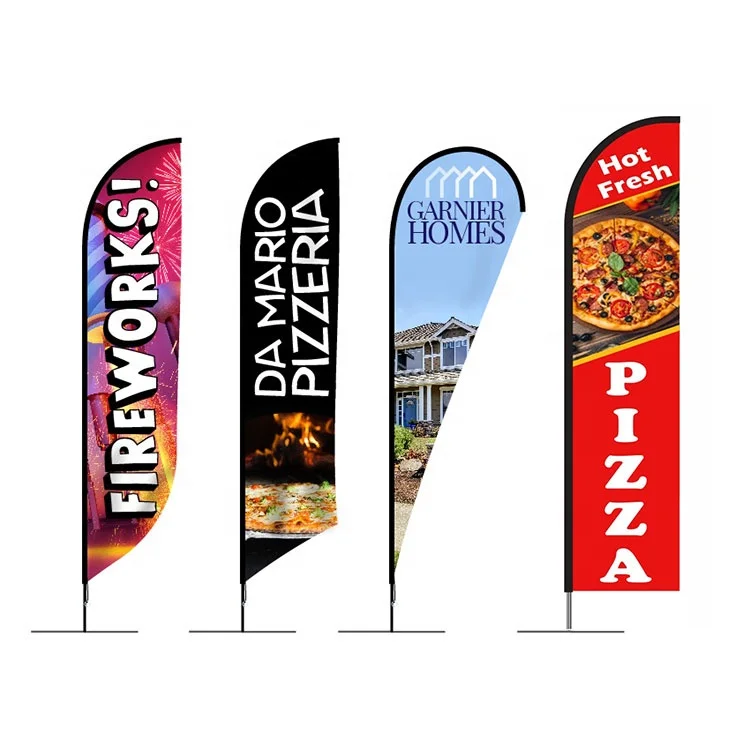 Custom Double Sided Advertising Usage Feather Beach Flag Full Bleed Flying Swooper Business Dye Sublimation Feather Flag Kit