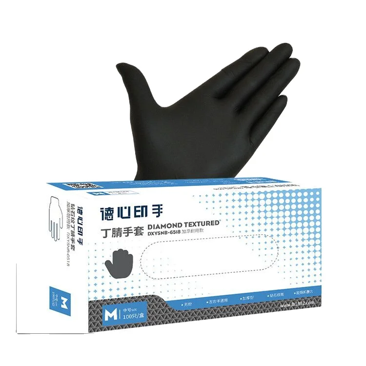 Синие Черные немедицинские нитриловые перчатки без медицинского порошка