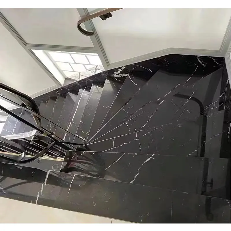 HZX Modern Design Style Nero Marquina Marble Slab High Quality Natural Black Marble Tile Floor Countertops Decoration Polished