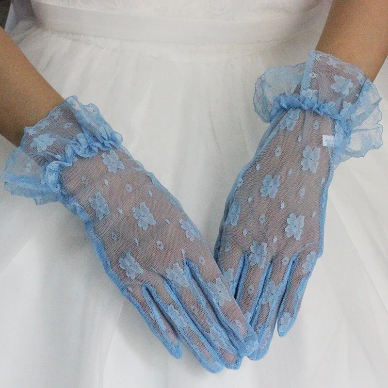 
Bridal Lace Red White Wedding Bride Wedding Gloves Butterfly Embroidery Gloves Wholesale 