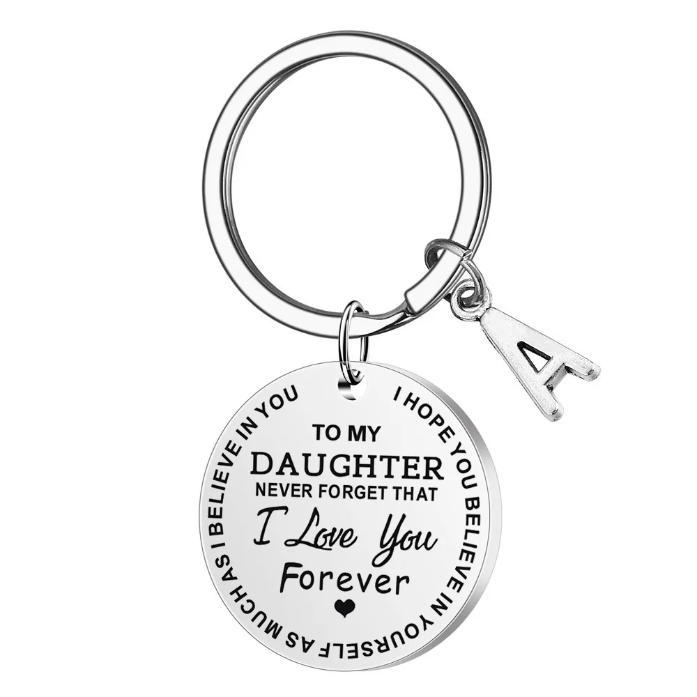 Stainless steel DIY Letter TO MY SON DAUGHTER From Mom Dad Never Forget That I Love You Forever Inspirational Gift Keychain