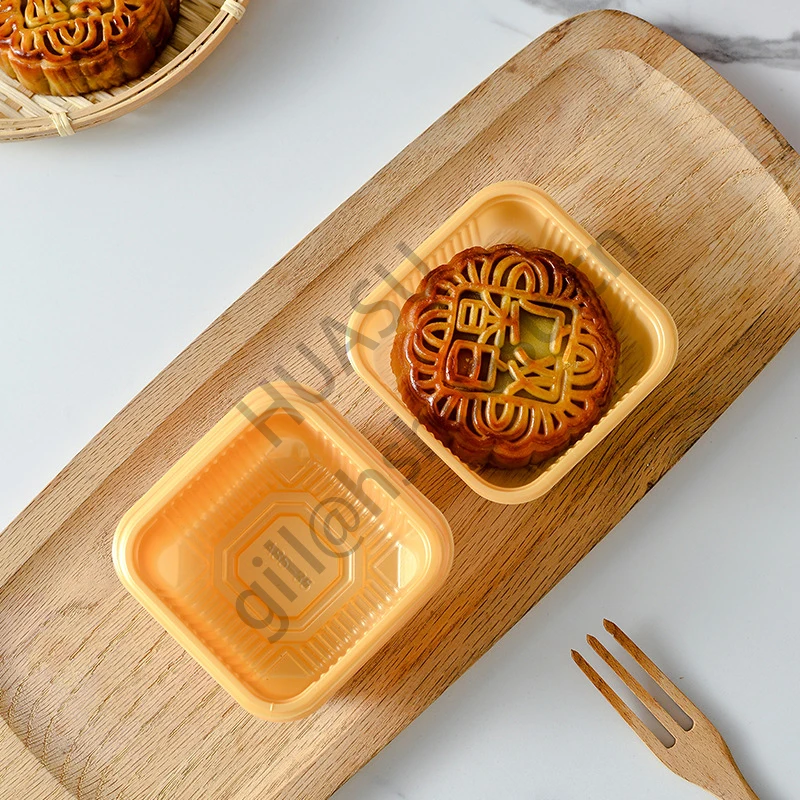 Plastic Mooncake Pastry Dessert Tray or Box Packaging 100g Food PET Customize Transparent Cake Box PP Plastic Cake Container