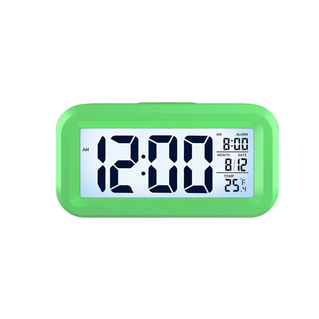 Nightlight Digital Alarm Clock with Temperature Thermometer Calendar,Silent Desk Table Clock Bedside Wake up Snooze