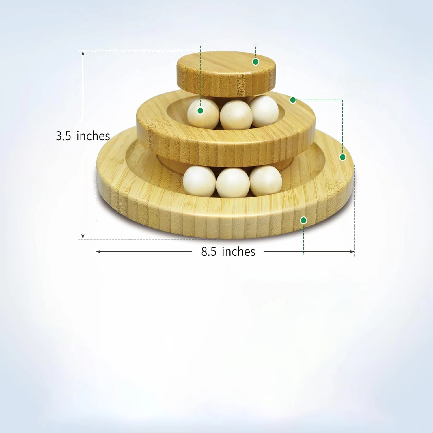 HS Natural Sustainable Wooden Pet Interactive Toy Cat Tunnel Tower Toys Three-layer Cat Turntable With Wooden Balls
