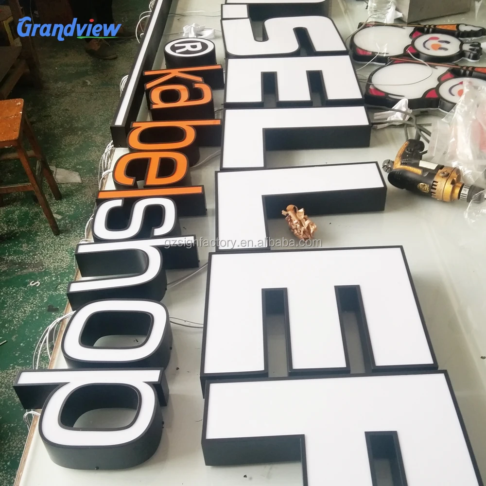 Business Shop Signs Company 3d acrylic logo custom led channel letter sign for store