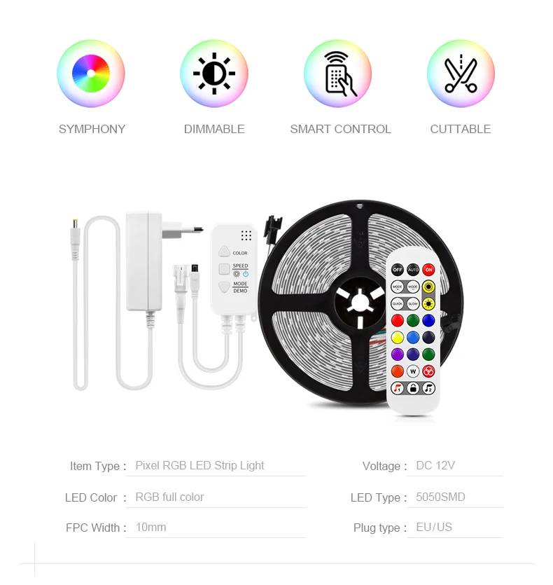 RGB Pixel LED Strip RGBW 5V 12V 24V WS2811 WS12B UCS1903 SK6812 DMX512 Programmable Magic Addressable LED Light Strip