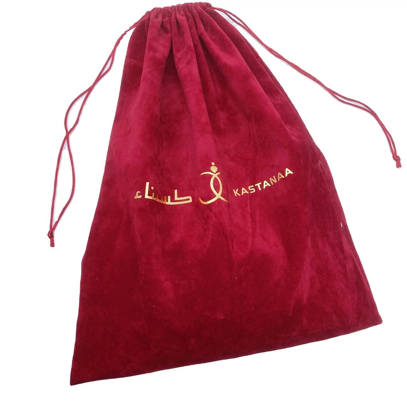 Custom Gift Bags Luxury gold foil Logo Jewelry Velvet Red Bag