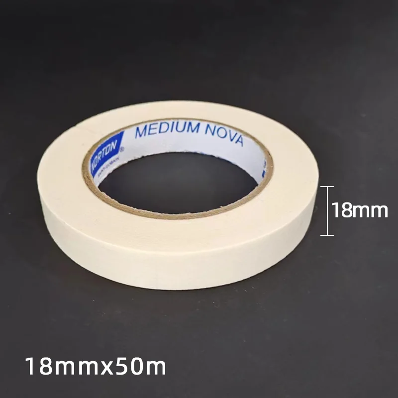 1 Roll Of NORTON 18mm*50m Paper Tape Auto Spray Paint Non-Trace Masking Paper High Temperature Resistant Paint Coating Shielding