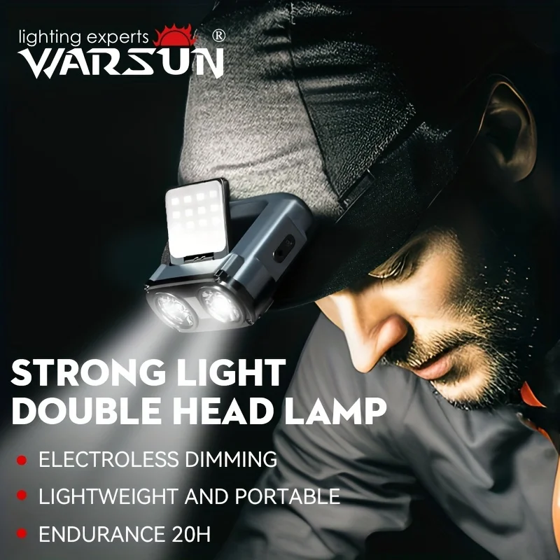 WARSUN MD9 Outdoor Multiple light sources COB fishing motion sensor Waterproof IPX5 adjustable 1000lm Rechargeable headlight
