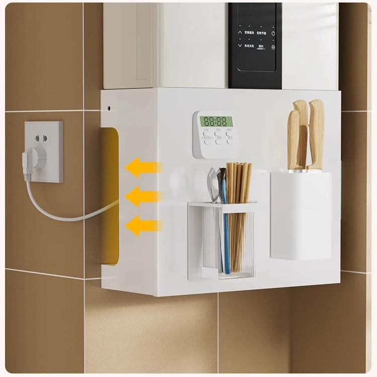Gas Water Heater Pipe Cover White Kitchen Wall Mounted Decorative Shelf