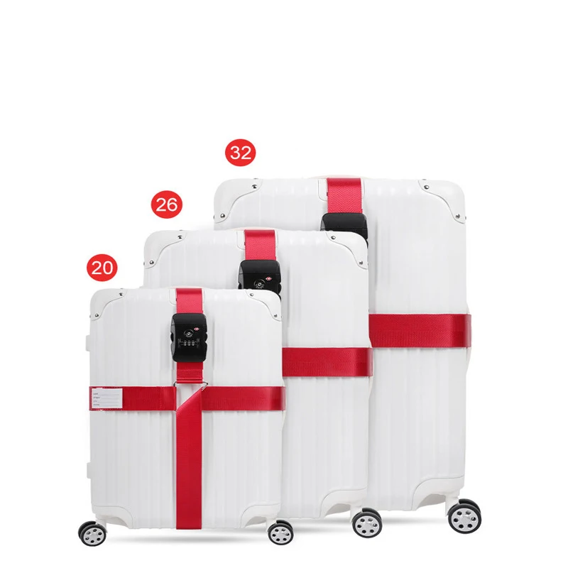 Custom Logo Sublimation Adjustable Travel Suitcase Strap Luggage Belt Cross Luggage Strap