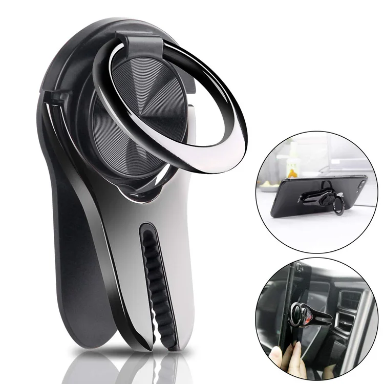 
Cell Phone Ring Holder Stand, 2 in 1 Universal Air Vent Car Phone Mount Metal Finger Ring Grip Mobile Phone Stand  (62371641729)